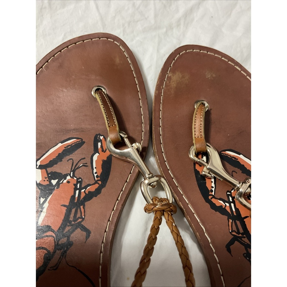Coach Karessa Lobster brown Vegetable Leather Thong Slingback Sandal Sz11B - Picture 4 of 5